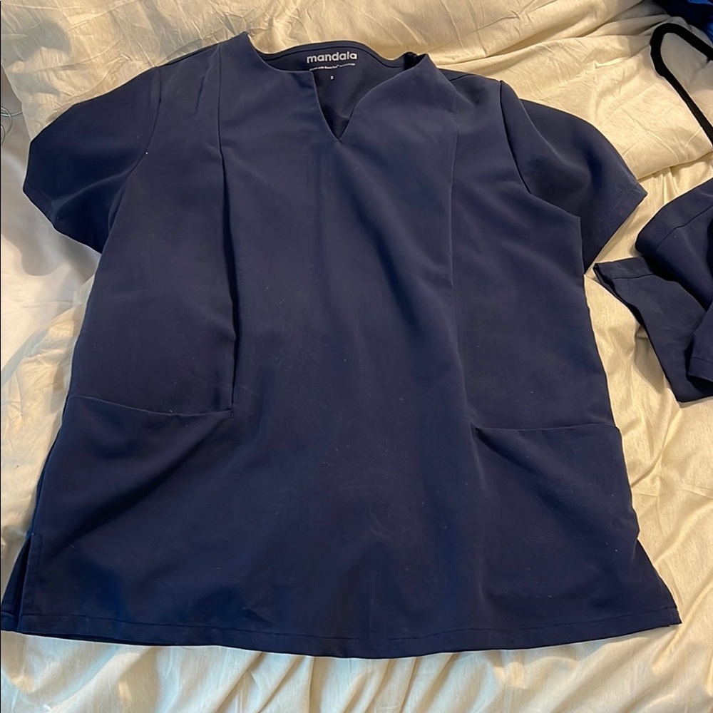 Mandala Navy Blue Scrub Top